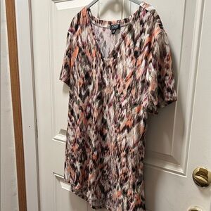 Jones New York  Multicolor Abstract Short Sleeve Top